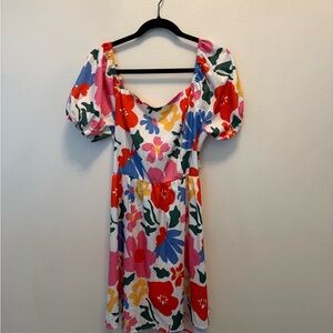 Floral Multicolor Puff Sleeve Dress